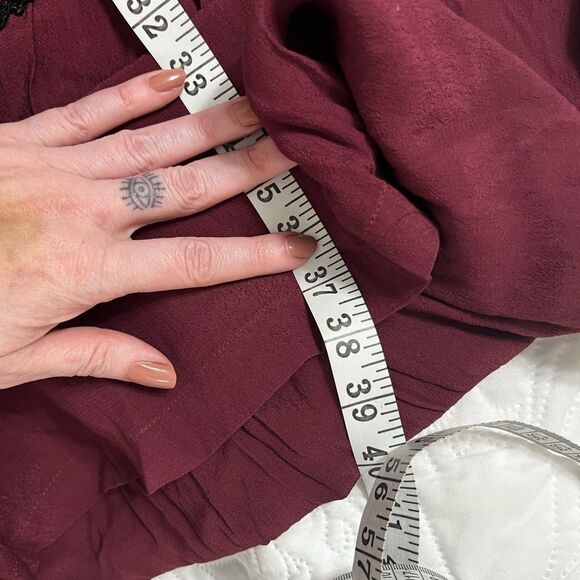 Anthropologie Maeve Boho Burgundy Galan Tassel Shirt Dress large - Picture 13 of 14